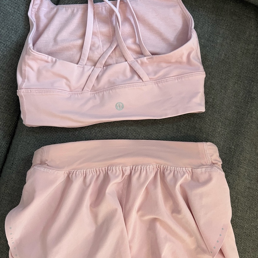 lululemon athletica Light Pink Sports Bra and Shorts Set